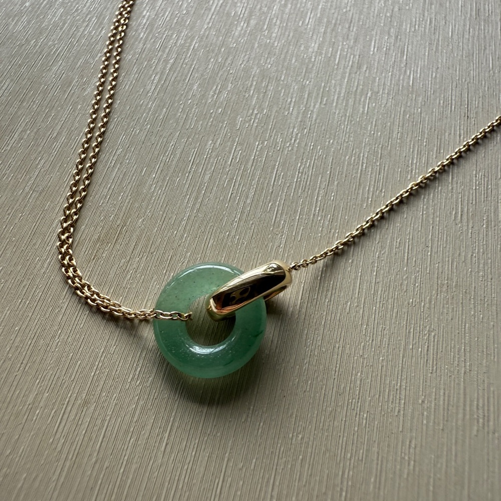 Mejuri Linked Gemstone Necklace 14K Gold & Green Aventurine